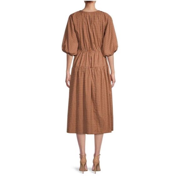 WEEKEND MAX MARA Lola Plaid Peasant Dress size 10 - Picture 2 of 12